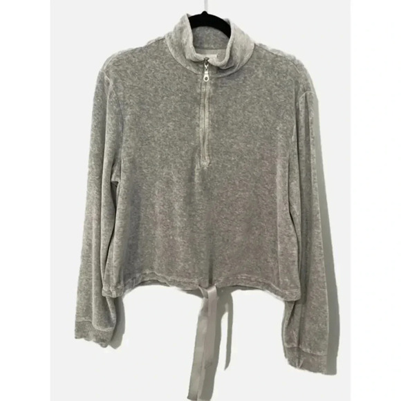 Bella Dahl Sweater Women's Size Small Gray Long Sleeve Pullover Half Zip Velour - Picture 1 of 10